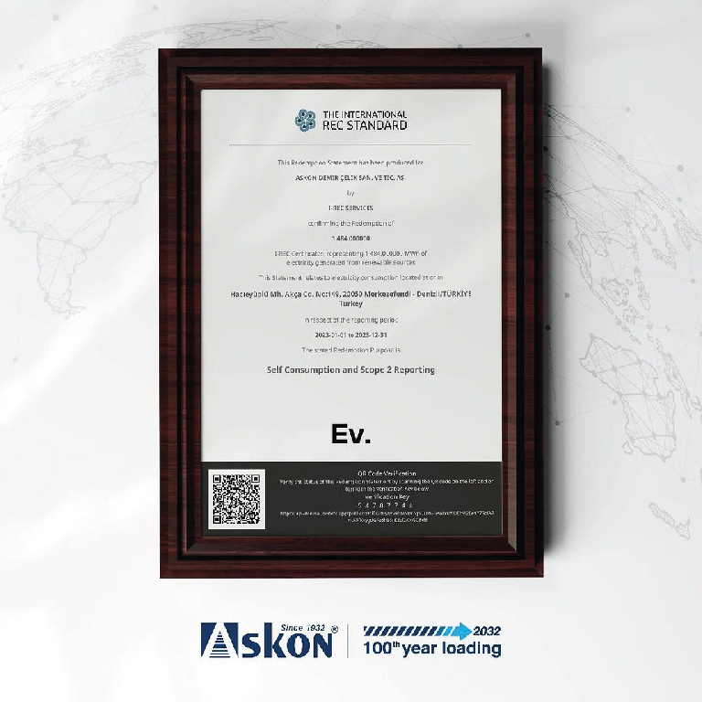 Kullandığımız her kw enerjinin temiz, yenilenebilir kaynaklardan geldiğini kanıtlayan I-Rec sertifikamızı aldık!