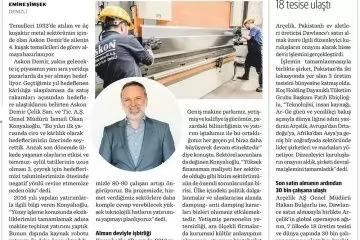 Askon Demir Çelik İlk Yarıyıl Hedeflerine Ulaştı 3 Çeyrek için Revizyon Süreci Başlatıldı