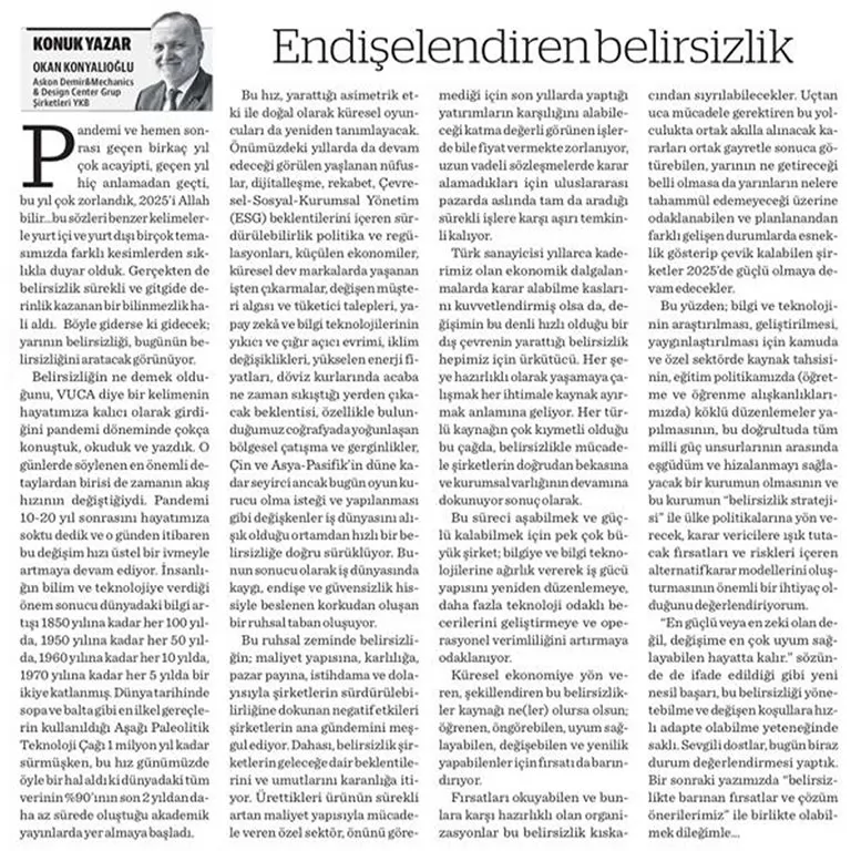 Okan Konyalıoğlu’ndan Belirsizlik Analizi